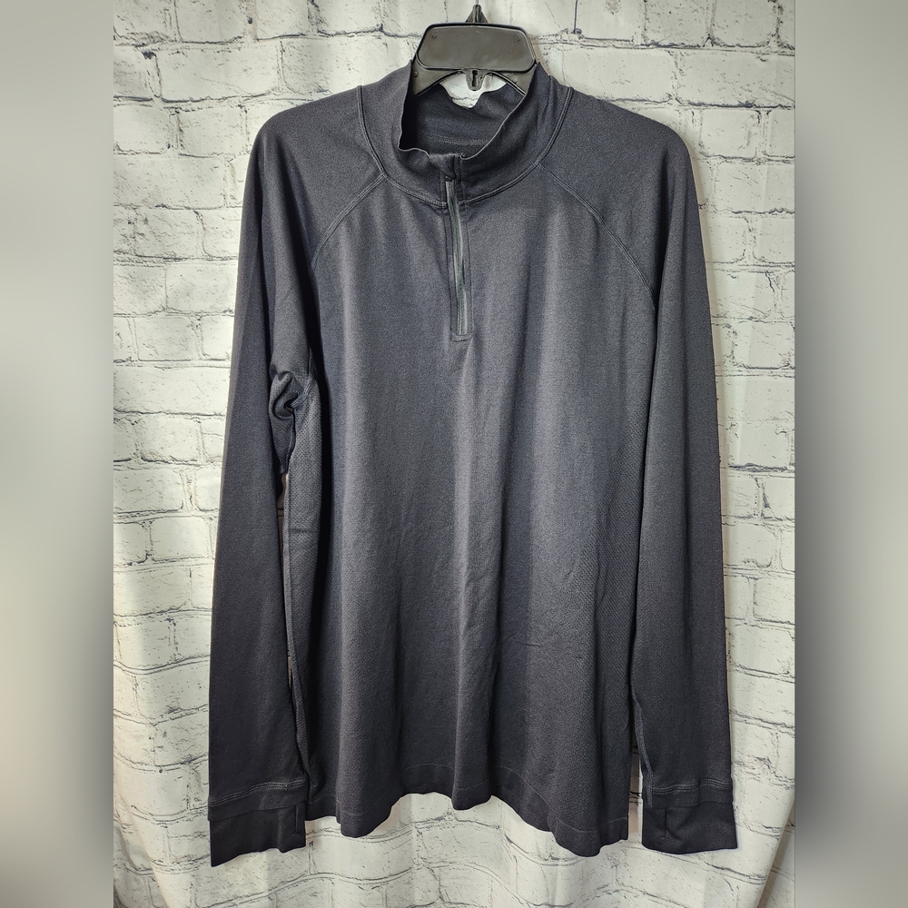 Fabletics Men's Black Quarter-Zip Pullover Long Sleeve‎ Shirt Size XL